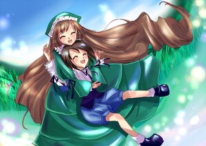 Rating: Safe Score: 0 Tags: 2girls :d blush brown_hair closed_eyes dress drill_hair grass hat hug image long_hair long_sleeves multiple_girls open_mouth outdoors pair short_hair smile souseiseki suiseiseki very_long_hair User: admin