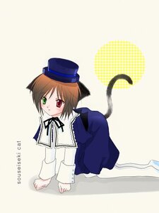 Rating: Safe Score: 0 Tags: 1girl all_fours animal_ears blue_dress blush brown_hair cat_ears cat_tail dress green_eyes hat heterochromia image long_sleeves looking_at_viewer pantyhose red_eyes short_hair solo souseiseki tail top_hat white_legwear User: admin