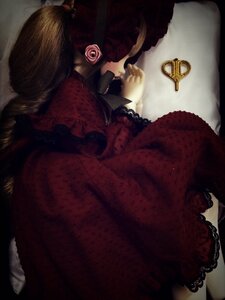 Rating: Safe Score: 0 Tags: 1girl cloak doll dress flower hat hat_flower long_sleeves red_dress rose shinku solo User: admin