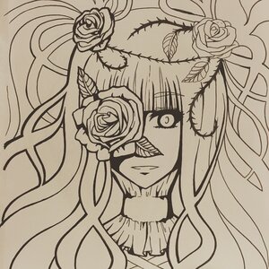 Rating: Safe Score: 0 Tags: 1girl evil_grin evil_smile flower grin image kirakishou lineart long_hair monochrome rose smile solo teeth thorns User: admin