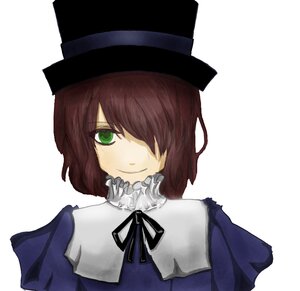 Rating: Safe Score: 0 Tags: 1girl blue_dress brown_hair green_eyes hair_over_one_eye hat image long_sleeves looking_at_viewer neck_ribbon ribbon short_hair simple_background smile solo souseiseki striped upper_body white_background User: admin