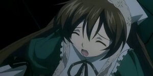 Rating: Safe Score: 0 Tags: 1girl apron bangs closed_eyes dress frills image long_sleeves maid maid_headdress open_mouth ribbon simple_background solo suiseiseki upper_body User: admin