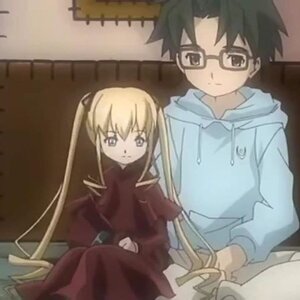 Rating: Safe Score: 0 Tags: 1boy 1girl black_eyes black_hair blonde_hair glasses hood hoodie image long_hair long_sleeves shinku sitting smile solo twintails User: admin