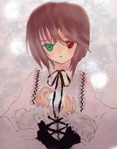 Rating: Safe Score: 0 Tags: 1girl black_ribbon blush brown_hair frills green_eyes hariruri heterochromia image long_sleeves looking_at_viewer neck_ribbon red_eyes ribbon short_hair solo souseiseki suiseiseki upper_body User: admin