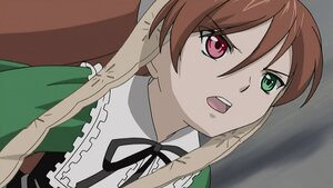 Rating: Safe Score: 0 Tags: 1girl bangs black_ribbon brown_hair dress frills green_dress green_eyes heterochromia image long_hair looking_at_viewer neck_ribbon open_mouth red_eyes ribbon solo suiseiseki User: admin