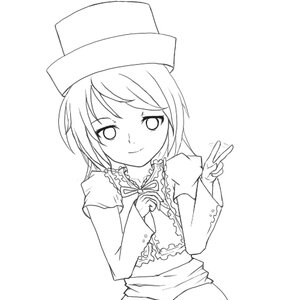 Rating: Safe Score: 0 Tags: 1girl blush closed_mouth dress greyscale hat image long_hair long_sleeves looking_at_viewer monochrome simple_background smile solo souseiseki upper_body v white_background User: admin