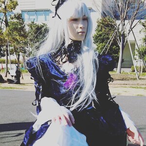 Rating: Safe Score: 0 Tags: 1girl bangs black_dress closed_eyes dress long_hair photo solo suigintou tree white_hair User: admin