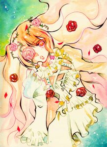 Rating: Safe Score: 0 Tags: 1girl dress flower frills hair_flower hair_ornament image kirakishou long_hair marker_(medium) petals pink_flower pink_rose red_flower red_rose rose rose_petals solo thorns traditional_media vines yellow_flower yellow_rose User: admin