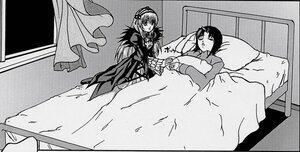 Rating: Safe Score: 0 Tags: 2girls bed dress greyscale hairband image indoors kakizaki_megu long_hair long_sleeves lying monochrome multiple_girls pillow solo suigintou window User: admin