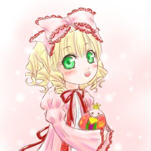 Rating: Safe Score: 0 Tags: 1girl blonde_hair blush bow dress drill_hair food gift green_eyes hina_ichigo hinaichigo image long_sleeves looking_at_viewer open_mouth pink_bow pink_dress puffy_sleeves ribbon short_hair smile solo upper_body User: admin