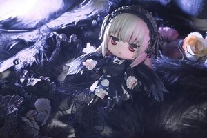Rating: Safe Score: 0 Tags: 1girl black_dress doll dress flower frills hairband lolita_hairband long_hair long_sleeves red_eyes ribbon rose silver_hair solo suigintou very_long_hair water User: admin