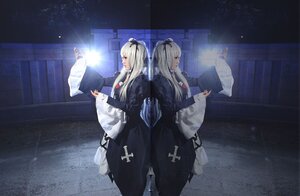 Rating: Safe Score: 0 Tags: 2girls bangs black_kimono fan hair_ornament holding indoors japanese_clothes kimono long_hair looking_at_viewer multiple_girls solo standing suigintou white_hair wide_sleeves User: admin
