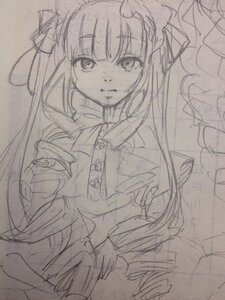 Rating: Safe Score: 0 Tags: 1girl hair_ornament hair_ribbon hat image long_hair monochrome patchouli_knowledge ribbon shinku sketch solo traditional_media User: admin