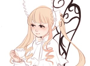 Rating: Safe Score: 0 Tags: 1girl bangs blonde_hair blunt_bangs blush cup drill_hair flower holding_cup image long_hair rose shinku solo striped teacup upper_body User: admin