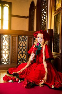 Rating: Safe Score: 0 Tags: 1girl blonde_hair blue_eyes bonnet dress flower indoors long_hair painting_(object) pink_rose red_capelet red_dress red_flower red_rose rose shinku sitting solo very_long_hair window User: admin