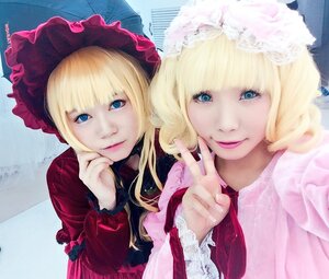 Rating: Safe Score: 0 Tags: 2girls bangs blonde_hair blue_eyes eyelashes frills hat lips long_sleeves looking_at_viewer multiple_cosplay multiple_girls necktie nose realistic siblings sisters smile tagme twins upper_body User: admin