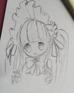 Rating: Safe Score: 0 Tags: 1girl bangs blush closed_mouth dress eyebrows_visible_through_hair frilled_hairband greyscale hands_up image long_hair looking_at_viewer monochrome photo shinku solo traditional_media virtual_youtuber User: admin