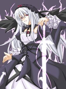 Rating: Safe Score: 0 Tags: 1girl black_dress black_ribbon black_wings cross-laced_clothes detached_collar dress energy_sword flower frilled_sleeves frills hairband image juliet_sleeves lolita_hairband long_hair long_sleeves looking_at_viewer open_mouth pink_eyes puffy_sleeves red_eyes ribbon ribi rose rozen_maiden silver_hair simple_background smile solo suigintou sword very_long_hair weapon wings User: admin