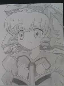 Rating: Safe Score: 0 Tags: 1girl auto_tagged bow detached_sleeves eyebrows_visible_through_hair graphite_(medium) greyscale hair_bow hair_tubes hakurei_reimu hinaichigo image kagiyama_hina long_hair looking_at_viewer monochrome photo shikishi smile solo traditional_media User: admin