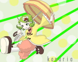 Rating: Safe Score: 0 Tags: 1girl ahoge dress drill_hair flower full_body green_eyes green_hair hair_ornament image kanaria long_sleeves polka_dot polka_dot_background short_hair solo tongue twin_drills umbrella wide_sleeves User: admin
