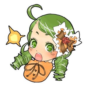 Rating: Safe Score: 0 Tags: 1girl :o ahoge blush drill_hair fang flower green_eyes green_hair hair_ornament image kanaria open_mouth ribbon rose simple_background solo striped twin_drills white_background User: admin