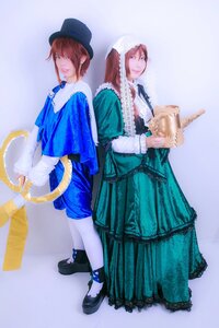 Rating: Safe Score: 0 Tags: blue_eyes brown_hair dress hat looking_at_viewer multiple_cosplay siblings smile standing tagme twins white_legwear User: admin