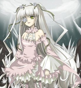 Rating: Safe Score: 0 Tags: 1girl bare_shoulders doll_joints dress eyepatch flower frills green_eyes hair_flower hair_ornament image joints kirakishou long_hair pink_dress pink_rose rose solo very_long_hair white_flower white_rose User: admin