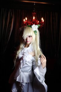 Rating: Safe Score: 0 Tags: 1girl bangs blonde_hair curtains dress eyepatch flower green_eyes hair_flower hair_ornament kirakishou lips long_hair solo white_dress white_hair User: admin