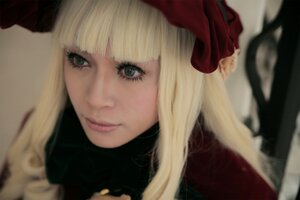 Rating: Safe Score: 0 Tags: 1girl bangs blonde_hair blunt_bangs blurry blurry_foreground closed_mouth depth_of_field eyelashes face hat lips long_hair looking_at_viewer portrait realistic shinku smile solo User: admin
