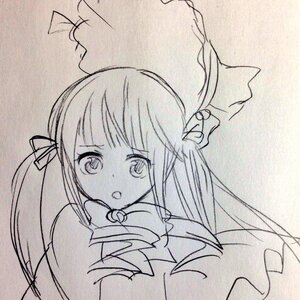 Rating: Safe Score: 0 Tags: 1girl blush collar dress hair_ribbon image long_hair looking_at_viewer monochrome open_mouth ribbon shinku solo traditional_media twintails upper_body User: admin