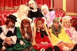 Rating: Safe Score: 0 Tags: 6+girls blonde_hair brown_hair closed_eyes curtains dress green_hair hair_ornament hat long_hair multiple_cosplay multiple_girls ribbon short_hair souseiseki tagme User: admin