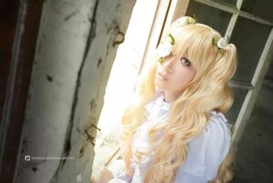 Rating: Safe Score: 0 Tags: 1girl artist_name blonde_hair flower hair_flower hair_ornament kirakishou lips long_hair solo watermark window User: admin