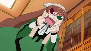 Rating: Safe Score: 0 Tags: 1girl apron brown_hair door dress image long_hair open_mouth parody red_eyes solo suiseiseki User: admin