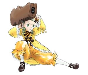Rating: Safe Score: 0 Tags: 1girl artist_request bloomers desperado dress full_body green_eyes green_hair guitar_case hat image instrument_case kanaria long_sleeves parody rozen_maiden shoes solo underwear User: admin