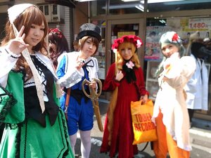 Rating: Safe Score: 0 Tags: blonde_hair blurry bow brown_hair depth_of_field dress hair_ornament hat instrument long_hair multiple_cosplay multiple_girls pantyhose short_hair tagme white_legwear User: admin