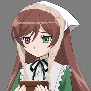 Rating: Safe Score: 0 Tags: 1girl black_ribbon braid brown_hair closed_mouth dress frills green_eyes head_scarf heterochromia holding image long_hair neck_ribbon ribbon solo suiseiseki transparent_background User: admin
