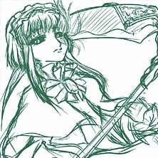 Rating: Safe Score: 0 Tags: 1girl bangs enju_maiden green_theme kokuyouseki long_hair looking_at_viewer monochrome solo User: admin