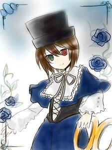 Rating: Safe Score: 0 Tags: 1girl auto_tagged blue_dress blue_flower blue_rose brown_hair dress flower green_eyes hat heterochromia image long_sleeves looking_at_viewer red_eyes rose short_hair smile solo souseiseki suiseiseki User: admin