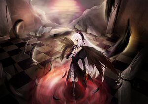 Rating: Safe Score: 0 Tags: 1girl argyle argyle_background argyle_legwear black_wings board_game checkered checkered_background checkered_floor chess_piece dress feathers flag floor flower hairband image perspective pillar red_eyes solo suigintou tile_floor tiles vanishing_point weapon white_hair wings User: admin