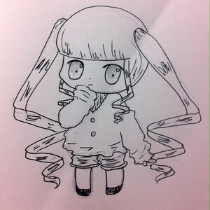 Rating: Safe Score: 0 Tags: 1girl bangs blunt_bangs drill_hair full_body greyscale image long_hair long_sleeves looking_at_viewer monochrome no_nose photo shinku shorts sleeves_past_fingers solo standing twin_drills twintails User: admin
