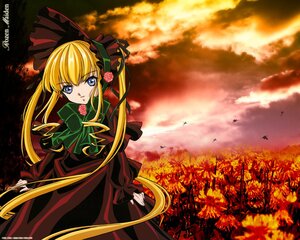 Rating: Safe Score: 0 Tags: 1girl bangs blonde_hair blue_eyes bonnet bow bowtie dress flower green_bow green_neckwear image kasugai_hiroyuki long_hair long_sleeves looking_at_viewer photoshop_(medium) red_dress rose rozen_maiden shinku solo sunset twintails very_long_hair User: admin