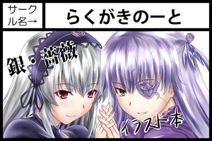 Rating: Safe Score: 0 Tags: 2girls barasuishou black_border circle_cut hair_ribbon holding_hands image interlocked_fingers letterboxed long_hair looking_at_viewer multiple_girls pair ribbon silver_hair smile suigintou white_background User: admin