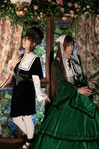 Rating: Safe Score: 0 Tags: 2boys brown_hair closed_eyes dress flower hat head_scarf long_sleeves multiple_boys multiple_cosplay plant ribbon standing tagme User: admin