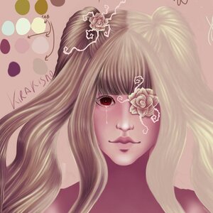 Rating: Safe Score: 0 Tags: 1girl bangs blonde_hair eyepatch flower hair_flower hair_ornament image kirakishou long_hair portrait red_eyes rose signature solo tears white_flower white_rose User: admin