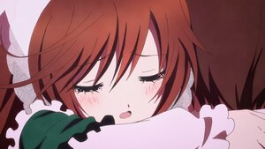 Rating: Safe Score: 0 Tags: 1girl auto_tagged blush brown_hair closed_eyes frilled_pillow frills image long_sleeves open_mouth pajamas pillow solo suiseiseki tears User: admin