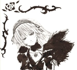 Rating: Safe Score: 0 Tags: 1girl closed_eyes dress greyscale hairband image long_hair long_sleeves monochrome simple_background solo suigintou upper_body white_background User: admin