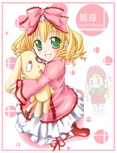 Rating: Safe Score: 0 Tags: 1girl :d blonde_hair blush bow dress green_eyes hina_ichigo hinaichigo image long_sleeves looking_at_viewer open_mouth pink_bow pink_dress pink_footwear smile solo stuffed_animal User: admin