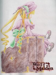 Rating: Safe Score: 0 Tags: 1girl blonde_hair dress full_body hat image long_hair long_sleeves mob_cap shinku shoes solo tabard traditional_media very_long_hair wide_sleeves yakumo_yukari User: admin