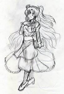 Rating: Safe Score: 0 Tags: 1girl blush full_body greyscale image kirakishou long_hair long_skirt long_sleeves looking_at_viewer monochrome sketch skirt solo standing traditional_media very_long_hair User: admin