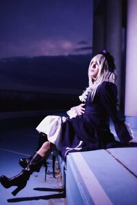 Rating: Safe Score: 0 Tags: 1girl boots dress full_body high_heel_boots high_heels long_hair long_sleeves outdoors profile railing sitting sky solo standing suigintou User: admin